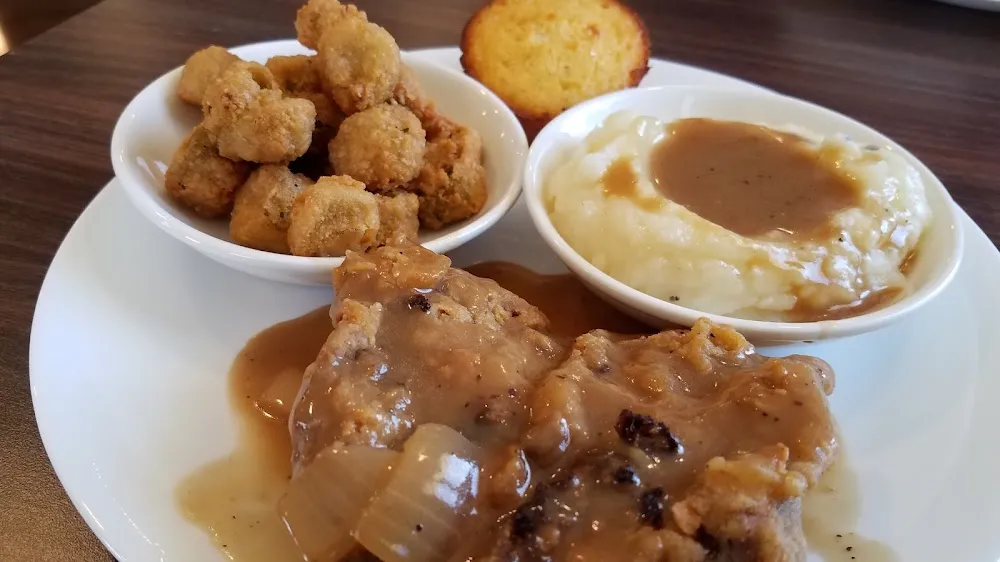Fried Okra and Mashed Potatoes